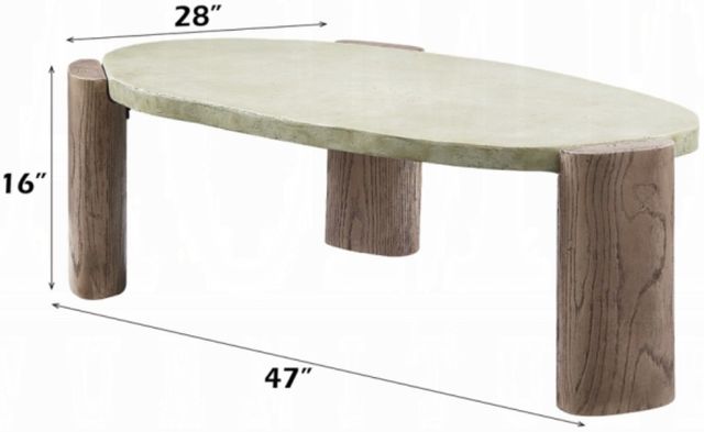 ACME Furniture Jacinda Weathered Gray Coffee Table with Oak Base-2