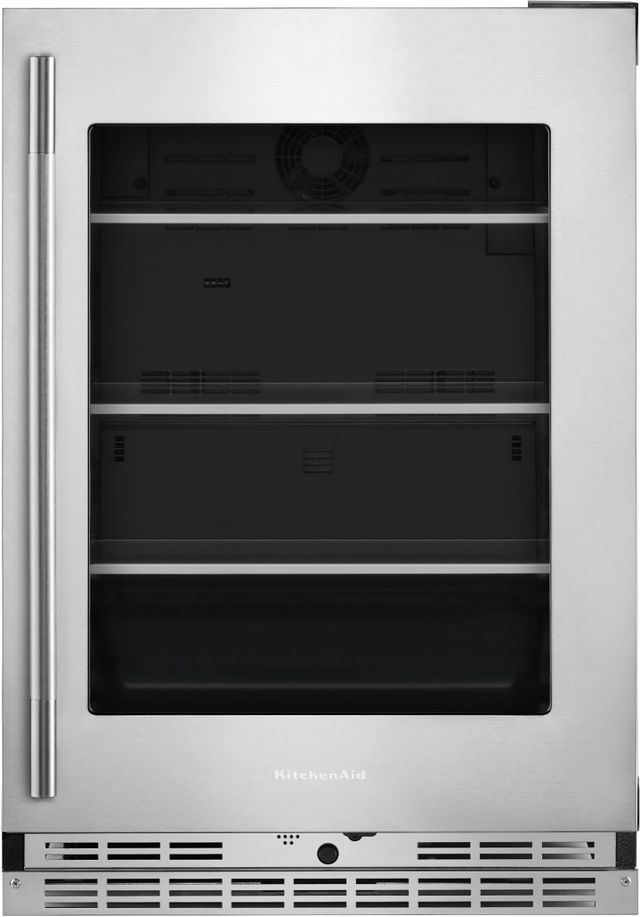 KitchenAid® 24" 5.2 Cu. Ft. PrintShield™ Stainless Finish Beverage Center with Glass Door-0