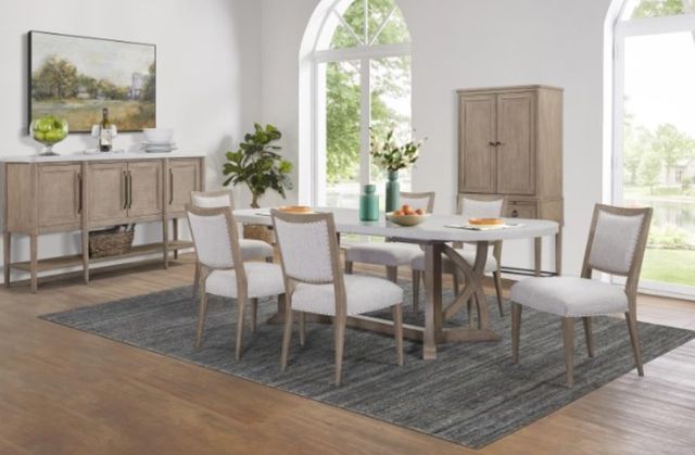 Bernards Citrus Heights Cement/Sand Triad Double Pedestal Dining Table-2