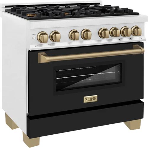 ZLINE Autograph Edition 36" Satin Stainless Steel Pro Style Dual Fuel Range with Black Matte Door-2