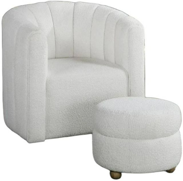 Homelegance® Delaney 2-Piece White Swivel Accent Chair with Ottoman Set-0