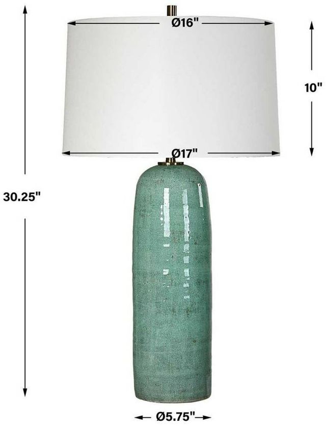 Uttermost® Andale Crackled Teal Ceramic Table Lamp with Antique Brass Accents-3