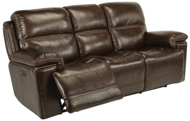 Flexsteel® Fenwick Dark Brown Power Reclining Sofa with Power Headrests-1