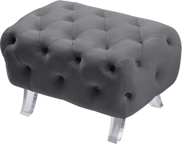 Meridian Furniture Crescent Grey Velvet Ottoman-2