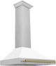 ZLINE Autograph Edition 36" White Matte Wall Mounted Range Hood with Champagne Bronze Handle-2