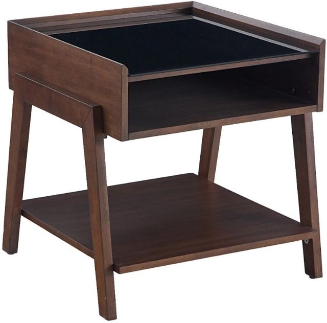 Riverside Furniture Walnut Park Glass Top End Table with Dark Walnut Base-0