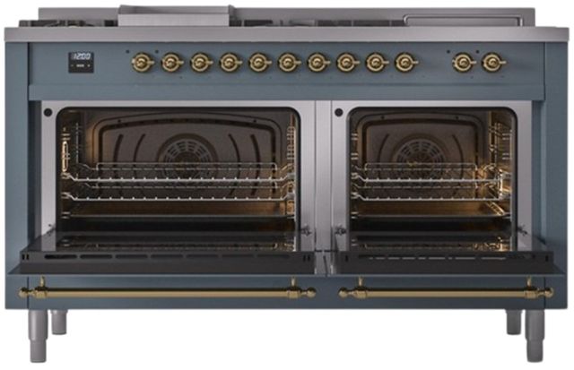Ilve® Nostalgie II Series 60" Blue Grey Pro Style Dual Fuel Range-1