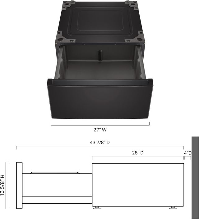 LG 27" Black Steel Pedestal Storage Drawer-3