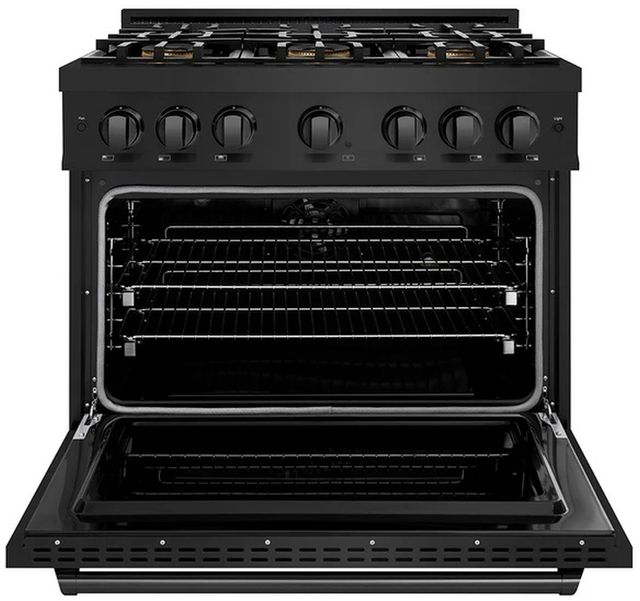 ZLINE 36" 5.2 cu. ft. Dual Fuel Range with 6 Burner DuoPro™ Cooktop and Electric Convection Oven in Black Stainless Steel -1