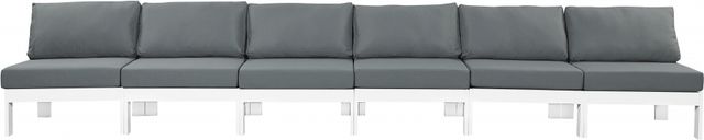 Meridian Furniture Nizuc 6-Piece Gray/White Aluminum/Fabric Outdoor Patio Armless Modular Sectional-1
