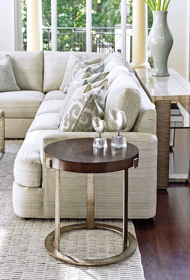 Lexington Home Laurel Canyon Wetherly Brown Top Accent Table with Silver Leaf Base-3