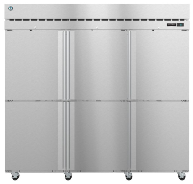 Hoshizaki Steelheart® 83" 79 Cu. Ft. Stainless Steel Three Section Upright Freezer with Half Solid Doors and Lock