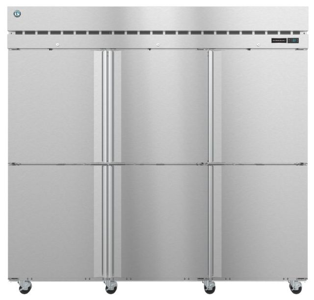 Hoshizaki Steelheart® 83" 79 Cu. Ft. Stainless Steel Three Section Upright Freezer with Half Solid Doors and Lock-0