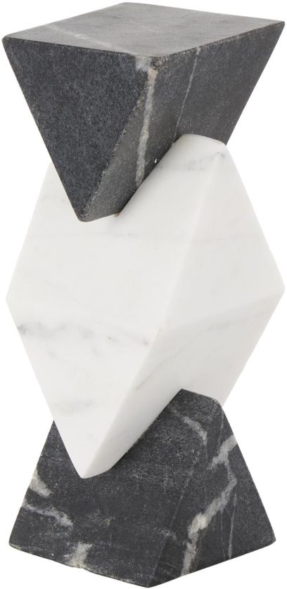 Deco Marche White Geometric Stacked Pyramid Sculpture-1