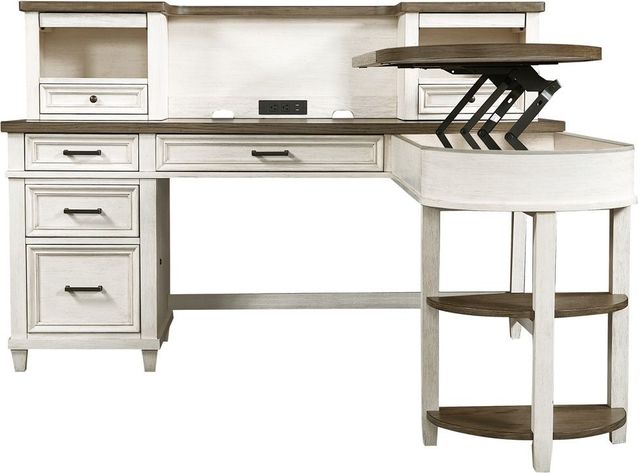 aspenhome® Caraway Aged Ivory Pedestal Desk and Return-2