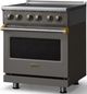 Viking® 5 Series 30" Damascus Gray Pro Style Electric Range with Brushed Brass Trim-2
