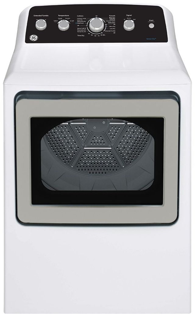 GE® 7.2 Cu. Ft. White Electric Dryer with SaniFresh Cycle-0