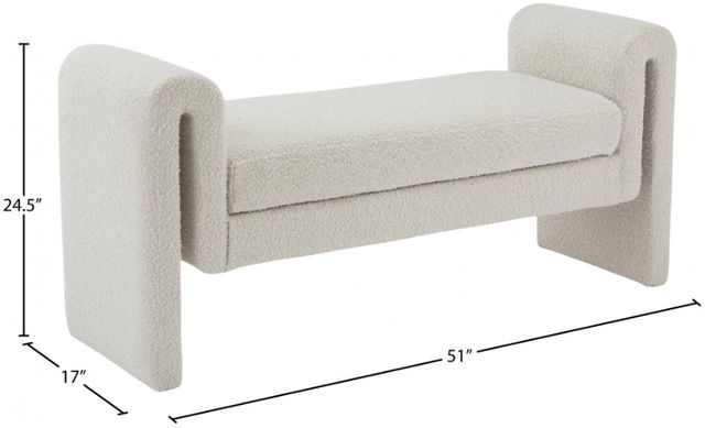 Meridian Furniture Stylus Cream 51" Upholstered Bench-2