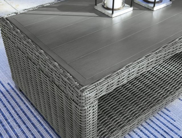 Signature Design by Ashley® Elite Park Gray Aluminum/Resin Wicker Outdoor Cocktail Table-3