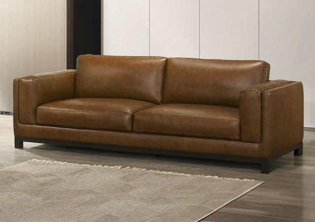 New Classic® Home Furnishings Sayer Leather Brown Sofa-0