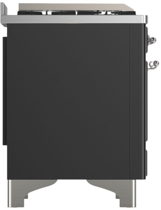 Ilve® Majestic III 40" Graphite Matte Pro Style Dual Fuel Natural Gas Range with Triple Glass Door and Chrome Trim-3