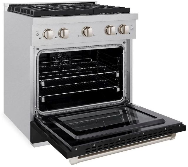 ZLINE Paramount 30" Satin Stainless Steel Pro Style Dual Fuel Range with Black Matte Door-3