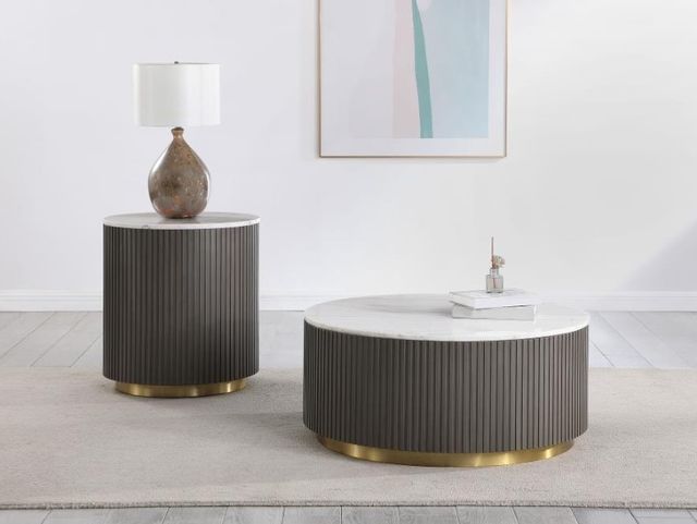 Coaster® Jason White Coffee Table with Charcoal Base-2