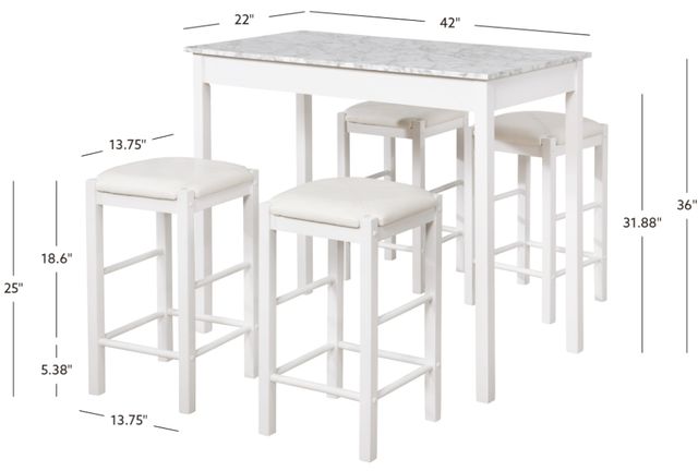 Linon Lancer 5-Piece White Tavern Set-2