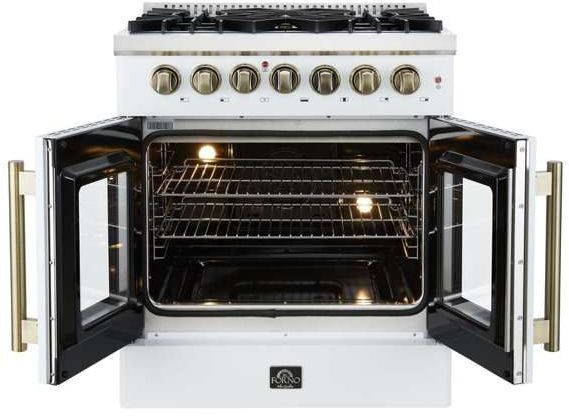 FORNO® Galiano Alta Qualita 30" White Pro Style Dual Fuel Range -3