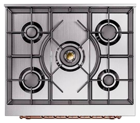 Ilve® Nostalgie II Noblesse 30'' White Pro Style Dual Fuel Range with Copper Trim-2