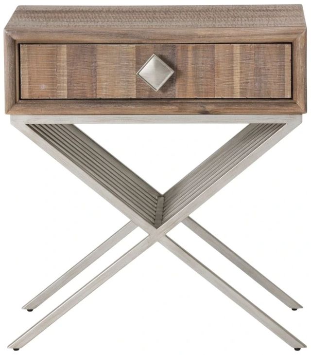 Michael Amini® Hudson Ferry Driftwood/Silver Side Table-1