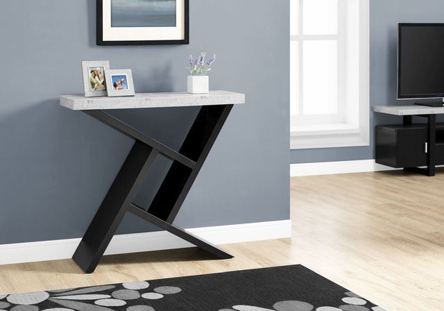 Monarch Specialties Inc. 36"L Cement Look  Hall Console Table with Black Base -3