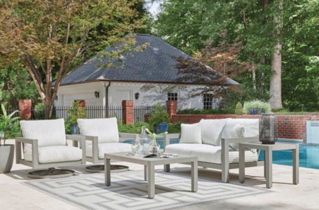 Signature Design by Ashley® Hurley Park Gray Aluminum/Fabric Outdoor Loveseat-3
