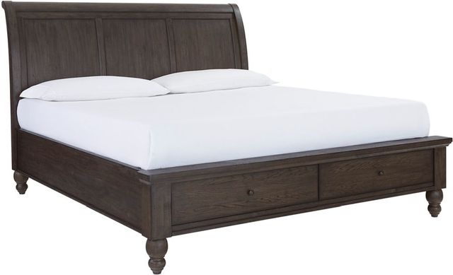 aspenhome® Cambridge Cracked Pepper King Sleigh Storage Bed-0