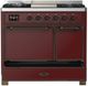 Ilve® Majestic III 40"Burgundy Pro Style Dual Fuel Natural Gas Range with Solid Door and Burnished Trim-1