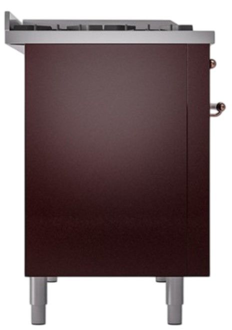 Ilve® Nostalgie II Noblesse 48'' Burgundy Pro Style Dual Fuel Range with Copper Trim-2
