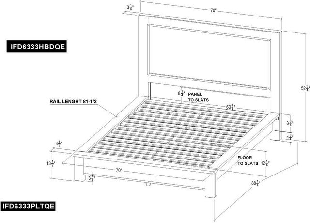 International Furniture Direct Golden Loft Gray Queen Panel Bed-2