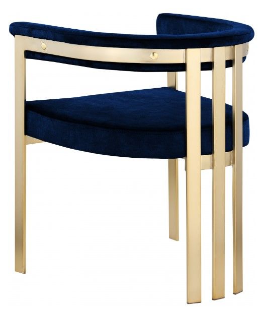 Meridian Furniture Marcello Navy/Brushed Brass Velvet Dining Chair-2