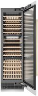 ZLINE Autograph Edition 24" 12.4 Cu. Ft. Triple Zone 100 Bottle Column Wine Cooler in White Matte and Champagne Bronze Accents-1