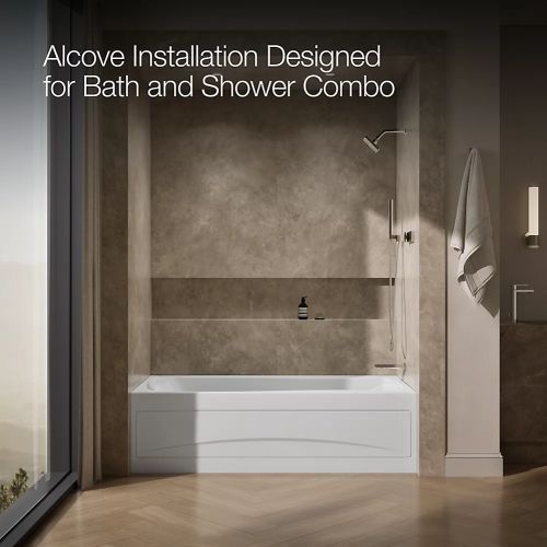 KOHLER® Mariposa® White 72" x 36" Alcove Whirlpool Bath-3