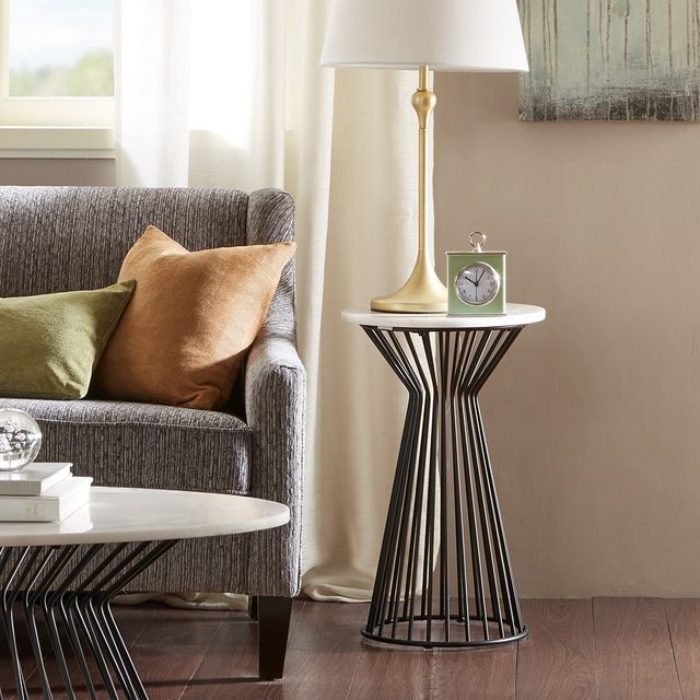 Olliix by Madison Park Black/White Marbury Pedestal-1
