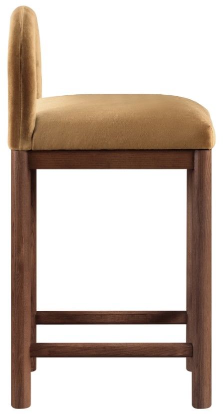 Meridian Furniture Conrad Brown Walnut/Saddle Velvet Upholstered Counter Stool-2