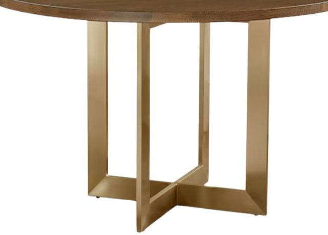 Bassett® Furniture Customizable BenchMade Astor Oak 54" Round Dining Table with Champagne Brass Base-1
