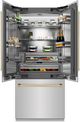 ZLINE Autograph Edition 36" 19.6 Cu. Ft. Stainless Steel Built-In French Door Refrigerator with Polished Gold Accents-3