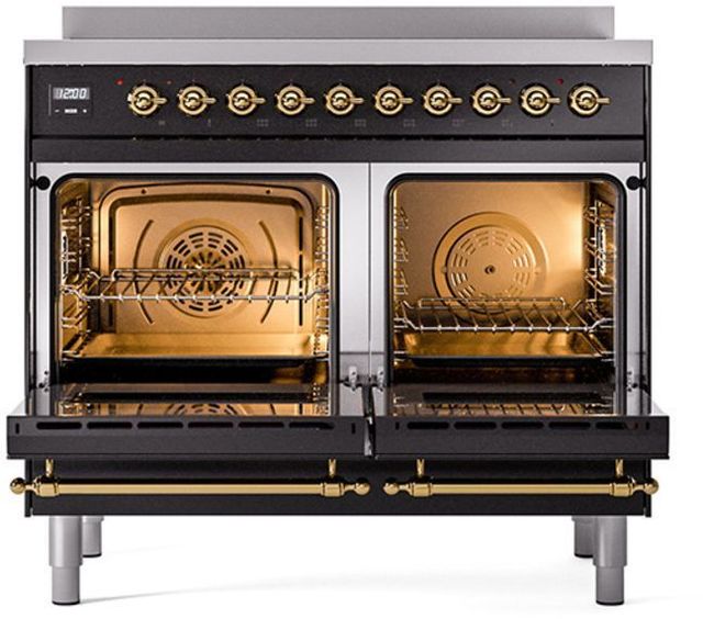 Ilve® Nostalgie II Series 40" Glossy Black Pro Style Induction Range-1