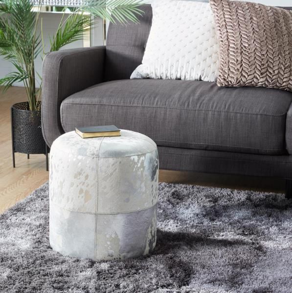 Deco Marche U Select Silver Ottoman with Patchwork Pattern-3