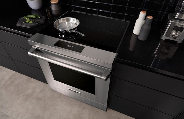top view of a wolf electric range in a modern kitchen
