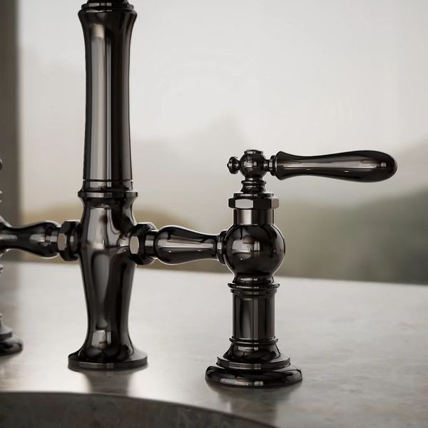 KOHLER® Artifacts® Vibrant Titanium 3-Hole Bridge Bar Sink Faucet with Side Sprayer-3