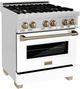 ZLINE Autograph Edition 30" Stainless Steel Pro Style Dual Fuel Range with White Matte Door-4