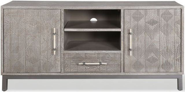 Parker House® Crossings Serengeti Sandblasted Fossil Grey 66" TV Console-2